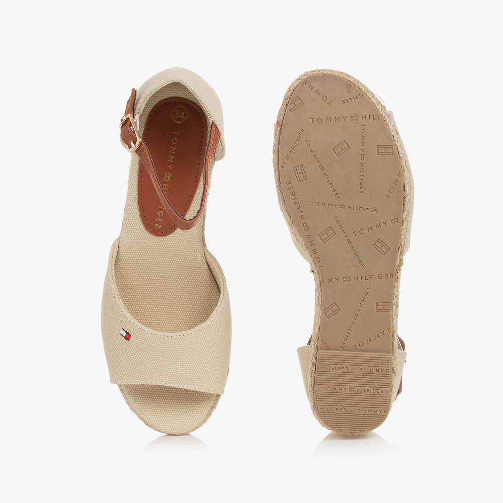 Tommy Hilfiger-Girls Beige Canvas Espadrille Sandals | Childrensalon Outlet