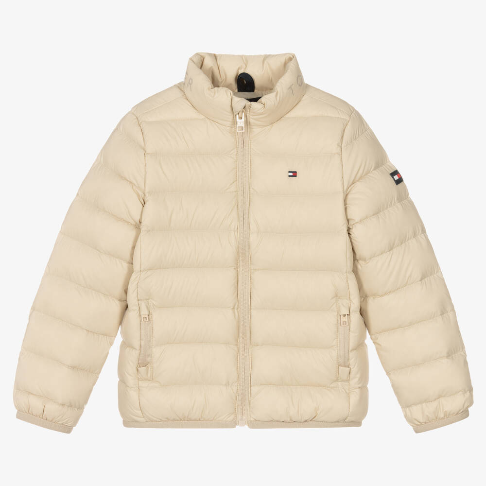 Tommy Hilfiger - Beige Daunen-Steppjacke (M) | Childrensalon