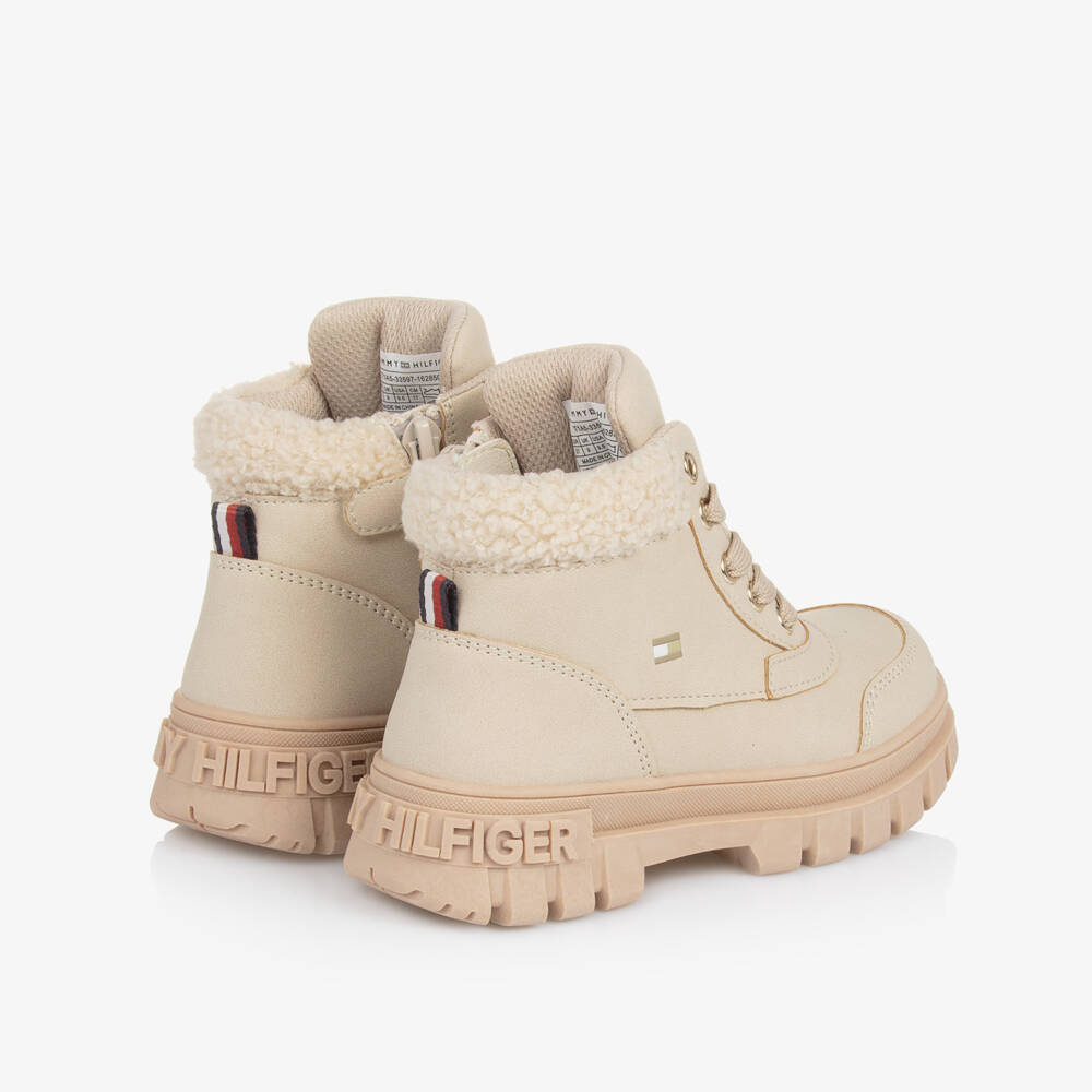 Tommy Hilfiger-Girls Beige Faux Nubuck Boots | Childrensalon Outlet