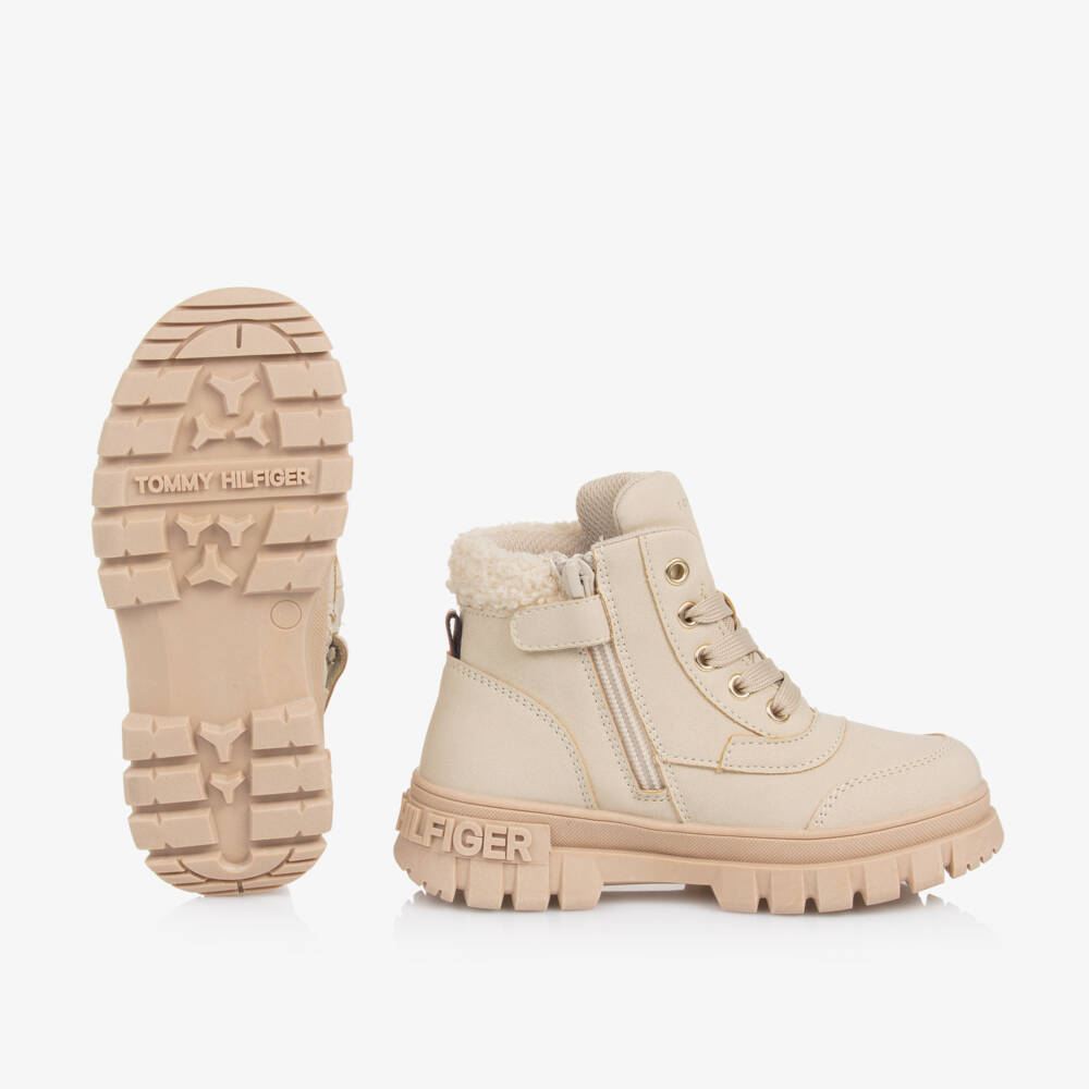 Tommy Hilfiger-Girls Beige Faux Nubuck Boots | Childrensalon Outlet