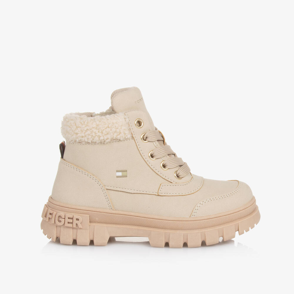 Tommy Hilfiger-Girls Beige Faux Nubuck Boots | Childrensalon Outlet