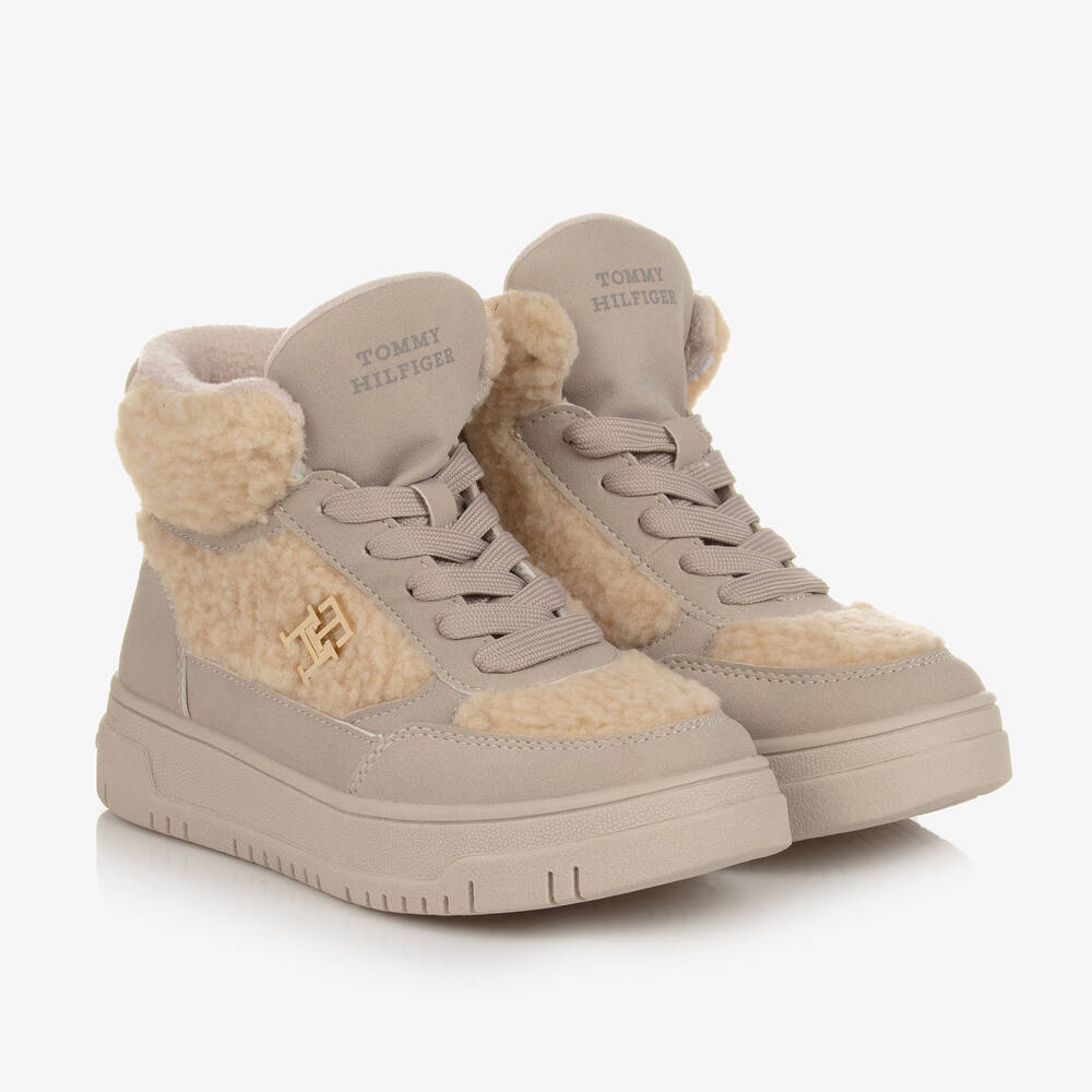 Tommy Hilfiger - Beige Sherpa-Monogramm-Sneakers | Childrensalon