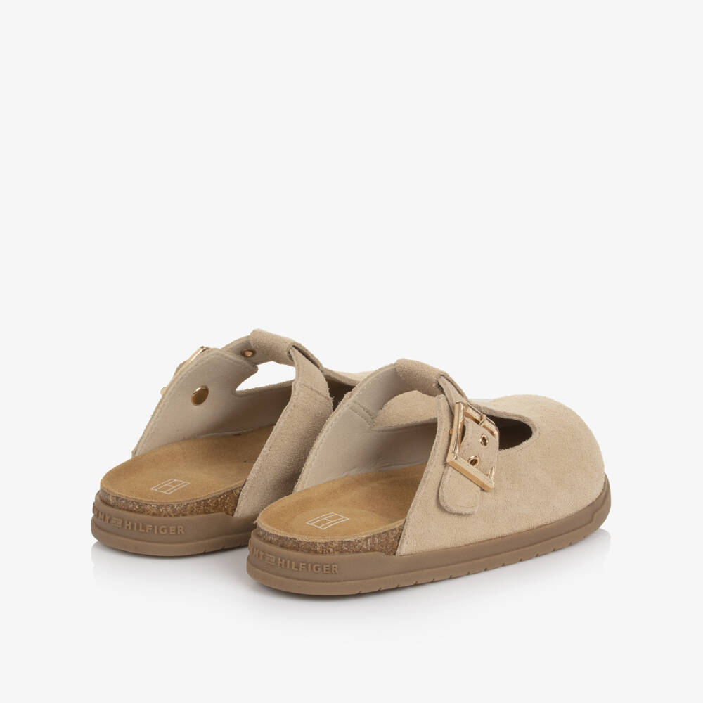 Tommy Hilfiger-Girls Beige Suede Buckle Clogs | Childrensalon Outlet