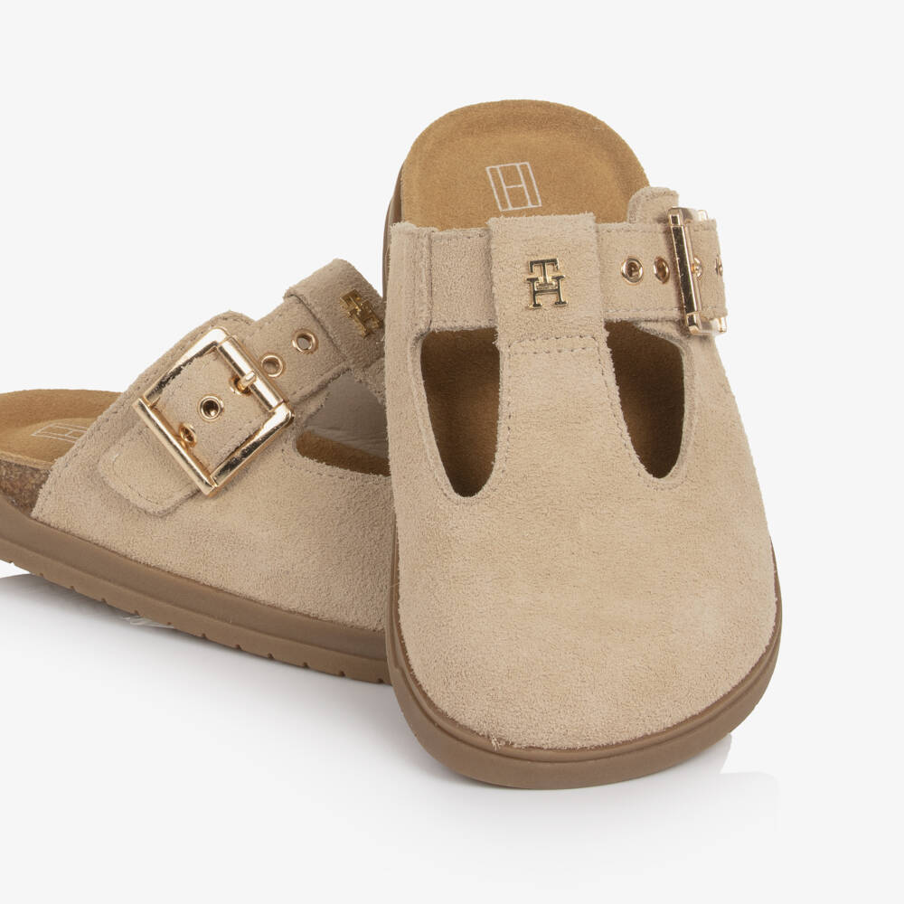 Tommy Hilfiger-Girls Beige Suede Buckle Clogs | Childrensalon Outlet