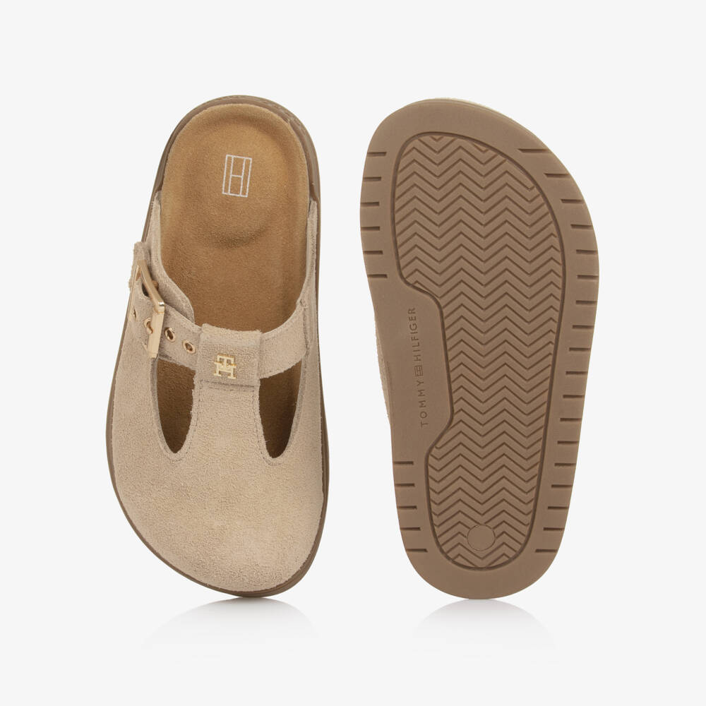 Tommy Hilfiger-Girls Beige Suede Buckle Clogs | Childrensalon Outlet