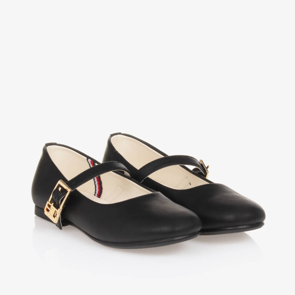 Tommy Hilfiger-Girls Black Ballet Flats | Childrensalon Outlet