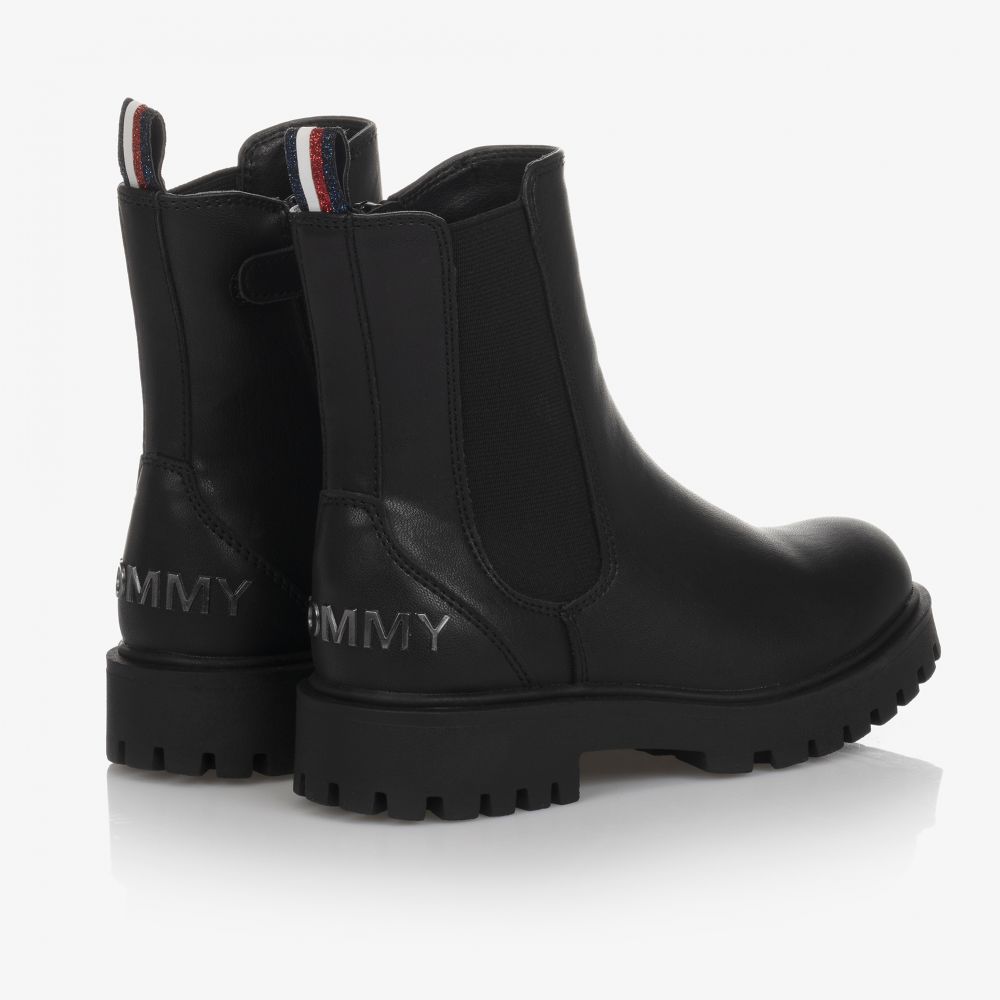 Tommy Hilfiger Girls Black Chelsea Boots Childrensalon Outlet