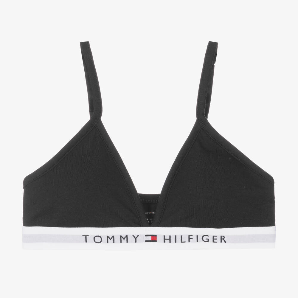Tommy Hilfiger-Girls Black Cotton Bralette | Childrensalon Outlet