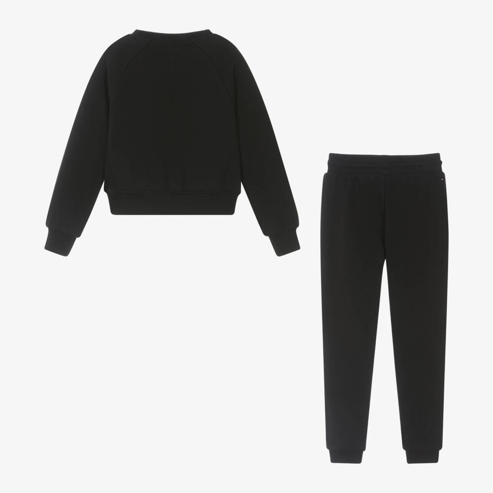 Tommy Hilfiger-Girls Black Cotton Jogger Set | Childrensalon Outlet