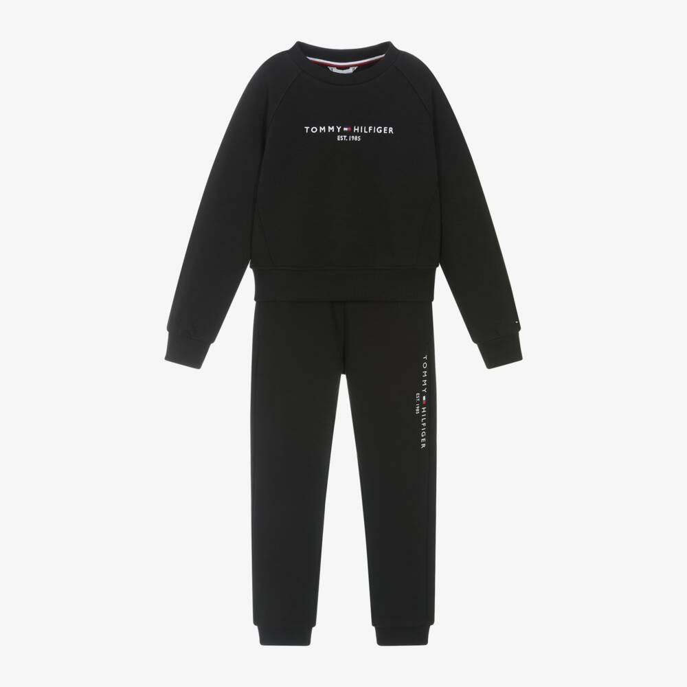 Tommy Hilfiger-Girls Black Cotton Jogger Set | Childrensalon Outlet