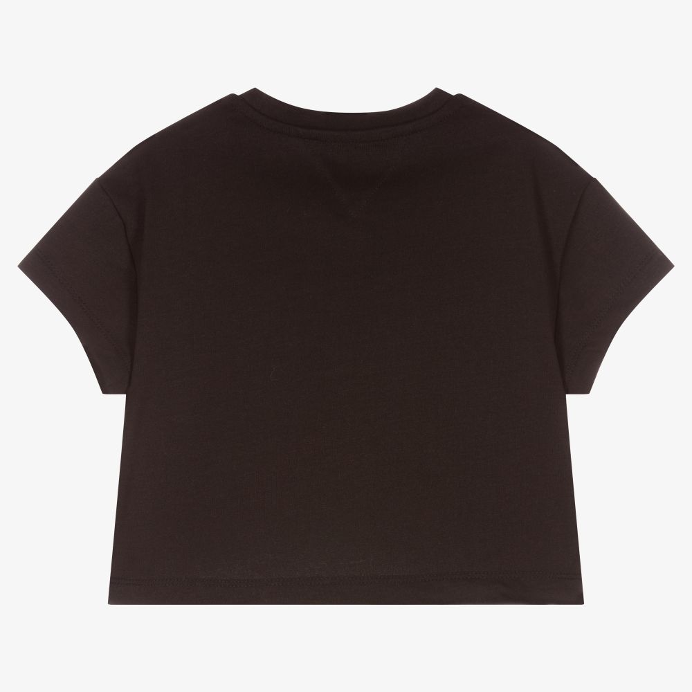 Tommy Hilfiger-Черная укороченная футболка для девочек | Childrensalon Outlet