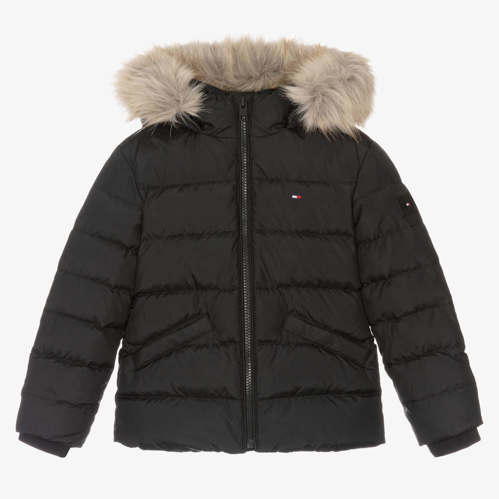 Tommy Hilfiger - Schwarze Daunen-Steppjacke | Childrensalon