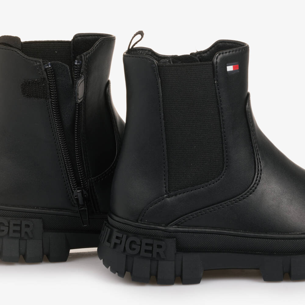 Tommy Hilfiger-Черные ботинки Челси из искусственной кожи для девочек | Childrensalon Outlet