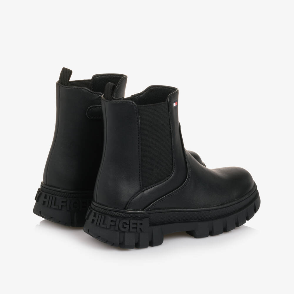 Tommy Hilfiger-Черные ботинки Челси из искусственной кожи для девочек | Childrensalon Outlet