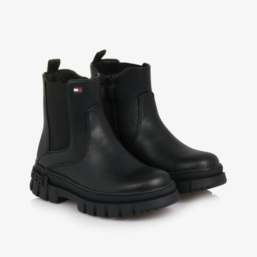 Tommy Hilfiger-Черные ботинки Челси из искусственной кожи для девочек | Childrensalon Outlet