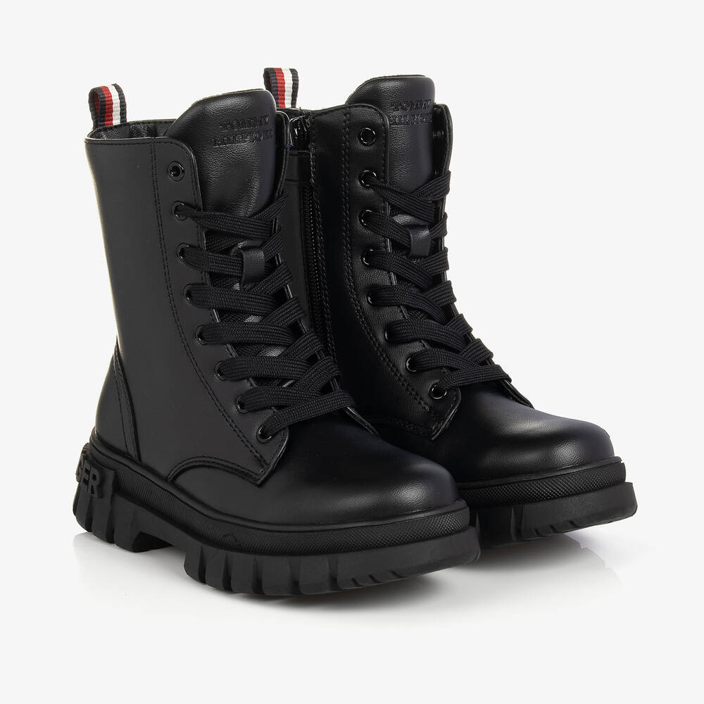 Tommy Hilfiger - Bottes à lacets noires Fille | Childrensalon