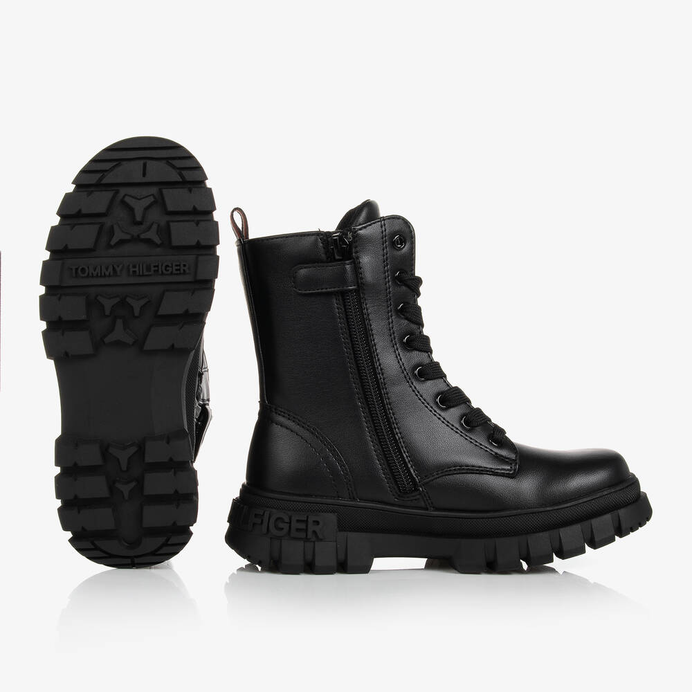 Tommy Hilfiger-Черные ботинки из искусственной кожи на шнуровке | Childrensalon Outlet
