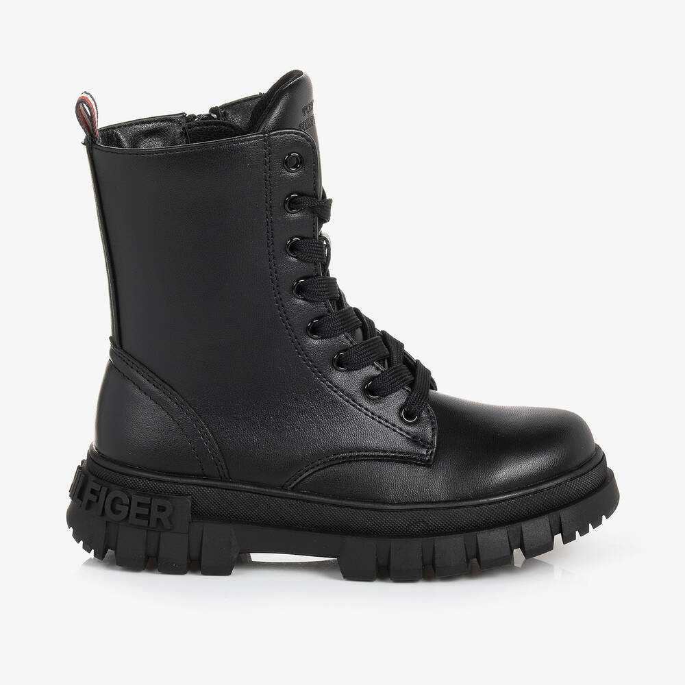 Tommy Hilfiger-Черные ботинки из искусственной кожи на шнуровке | Childrensalon Outlet