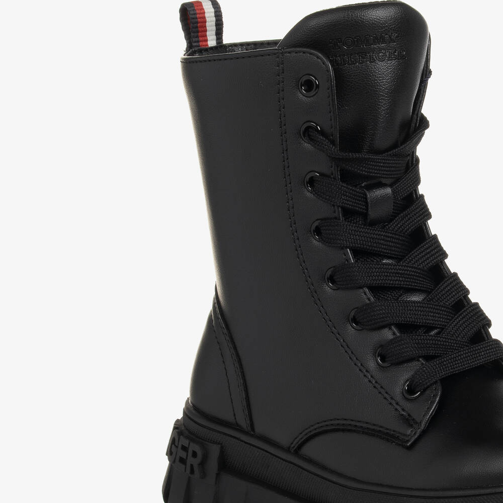 Tommy Hilfiger-Черные ботинки из искусственной кожи на шнуровке | Childrensalon Outlet