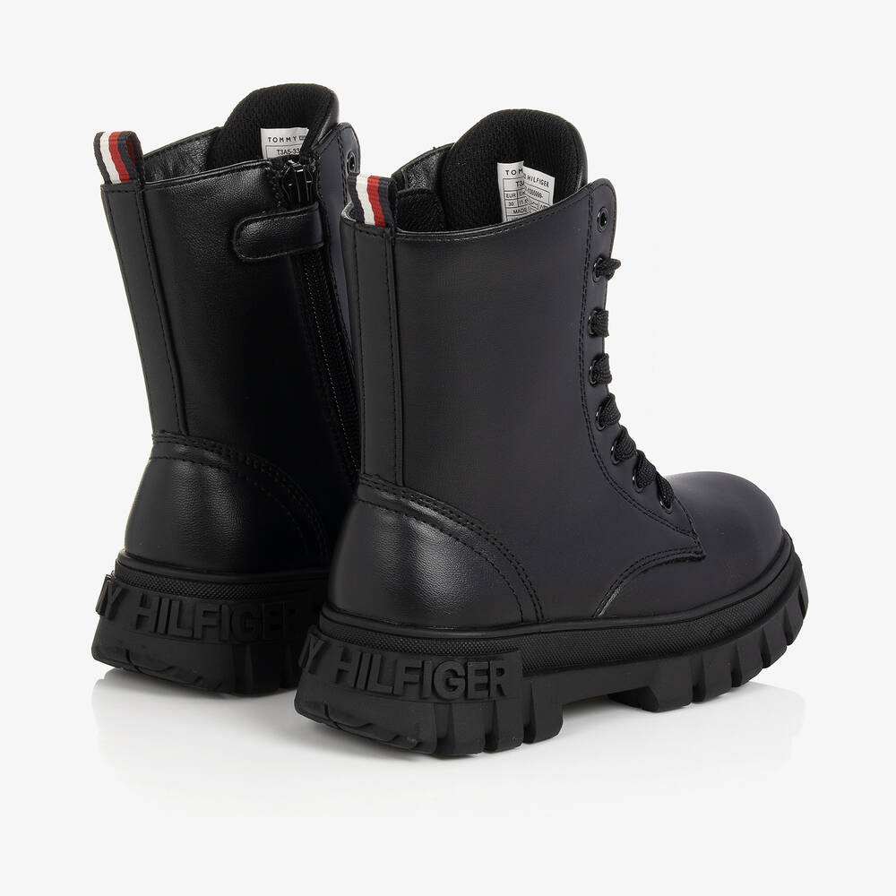 Tommy Hilfiger-Черные ботинки из искусственной кожи на шнуровке | Childrensalon Outlet