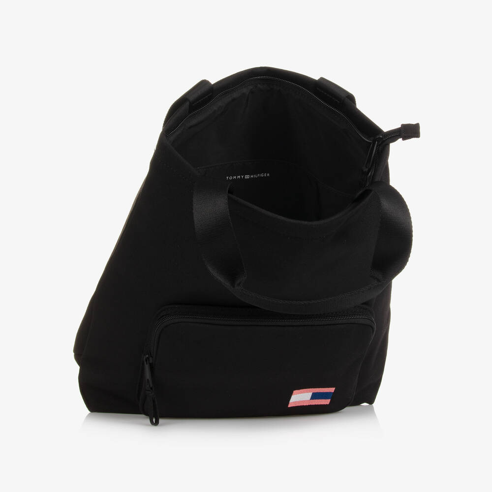 Tommy Hilfiger Girls Black Flag Tote Bag 36cm Childrensalon Outlet