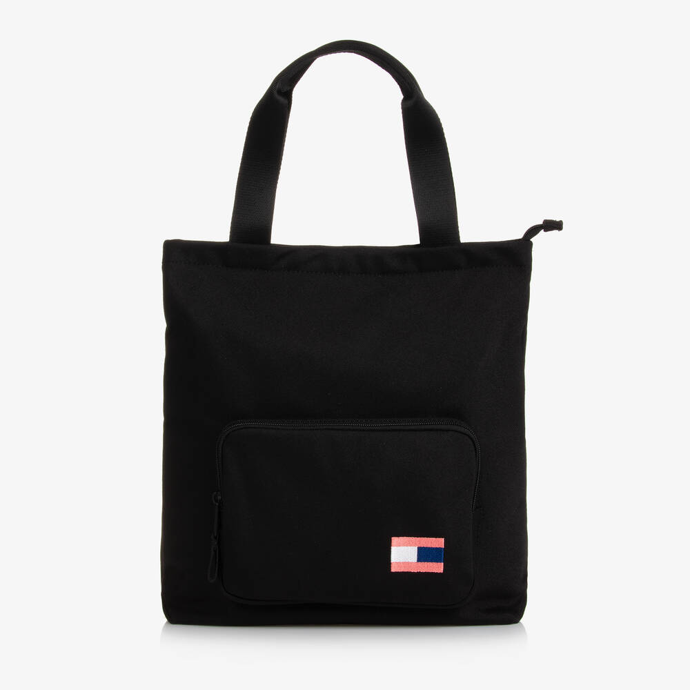 Tommy Hilfiger - Girls Black Flag Tote Bag (36cm) | Childrensalon