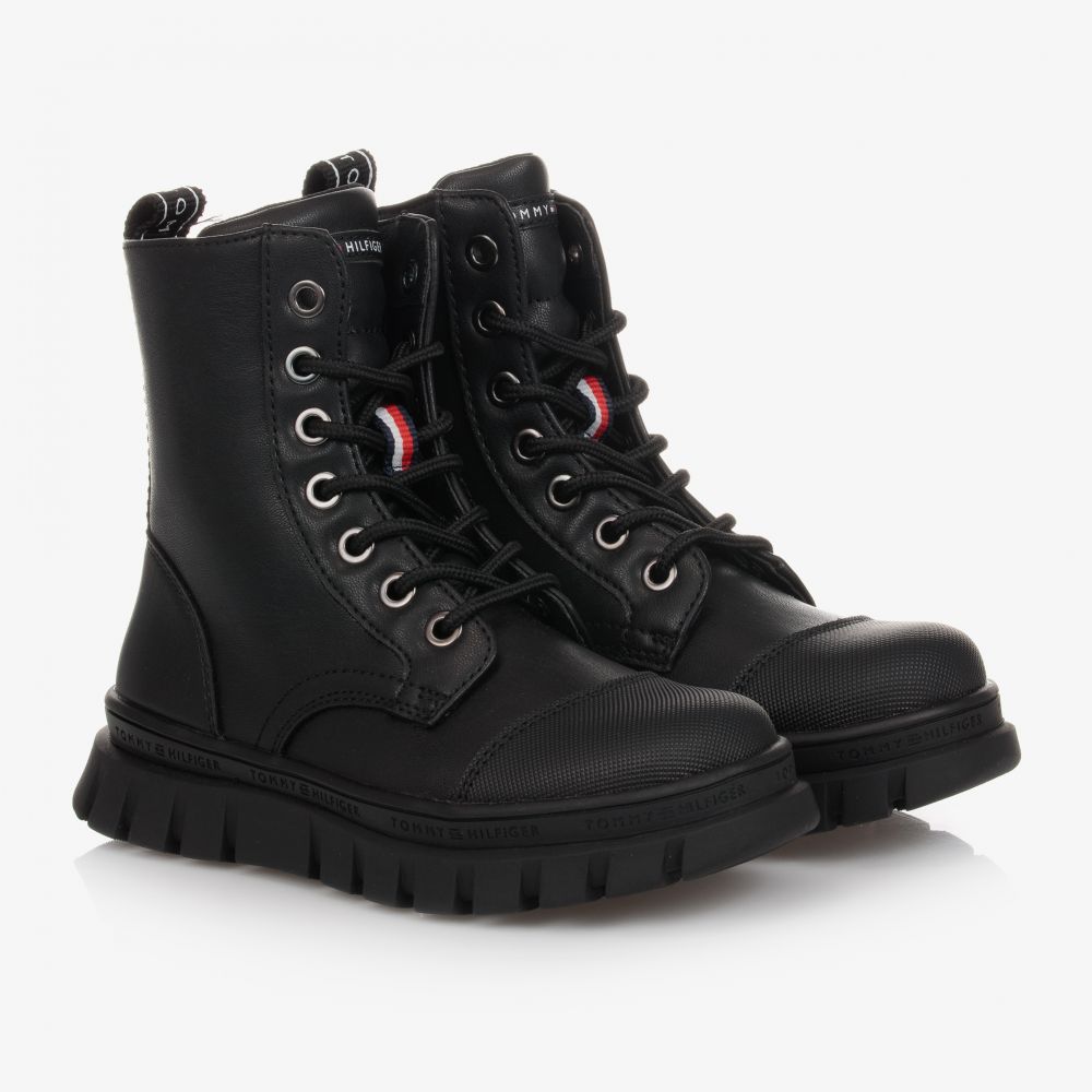 Tommy Hilfiger - Черные ботинки на шнуровке для девочек | Childrensalon