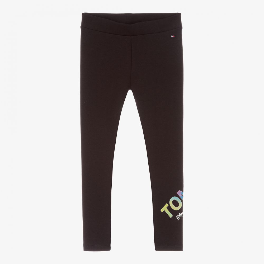 Tommy Hilfiger - Girls Black Logo Leggings | Childrensalon