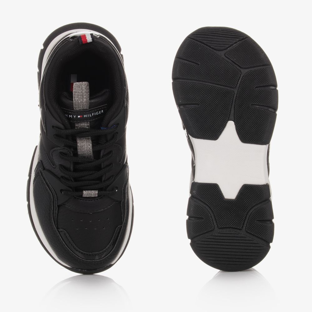 Tommy Hilfiger-Girls Black Logo Trainers | Childrensalon Outlet