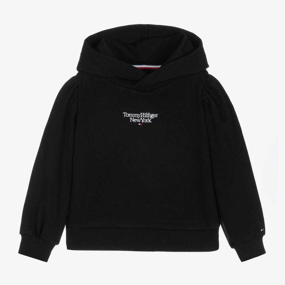 Tommy Hilfiger - Girls Black NYC Logo Hoodie | Childrensalon