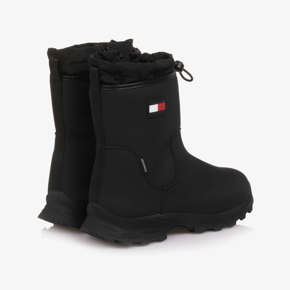 Tommy Hilfiger-Girls Black Rain Boots with Toggle Adjustor | Childrensalon Outlet
