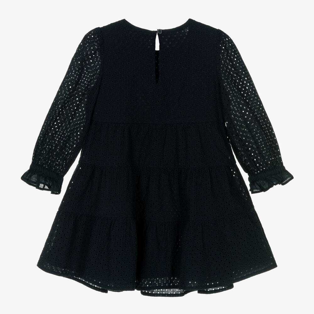 Tommy Hilfiger-فستان قطن برودوري لون أزرق | Childrensalon Outlet