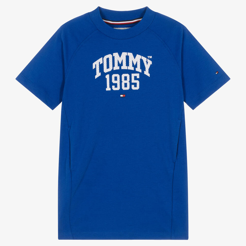 Tommy Hilfiger - Girls Blue Cotton Jersey Dress | Childrensalon