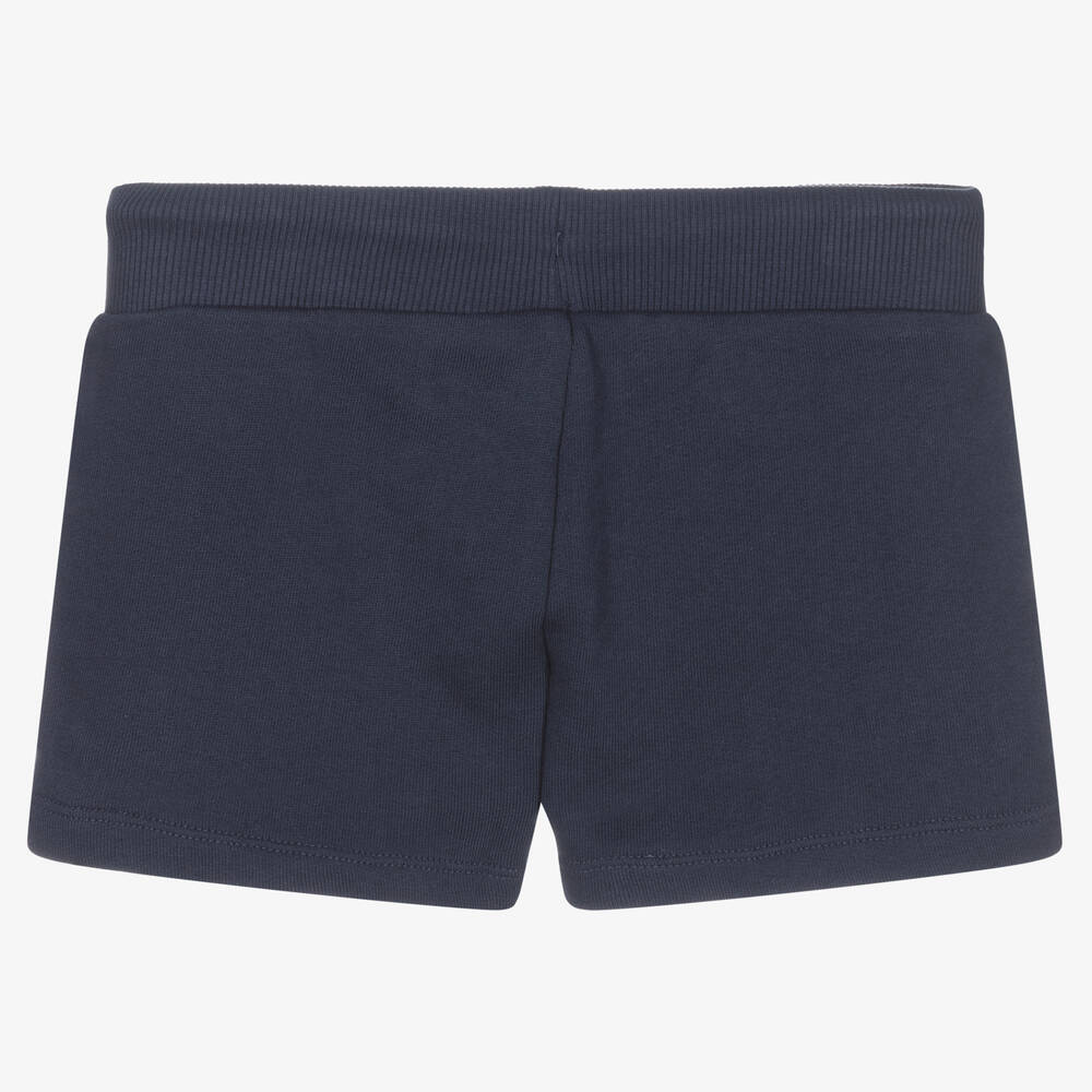 Tommy Hilfiger-Girls Blue Cotton Logo Shorts | Childrensalon Outlet