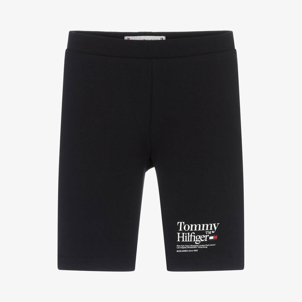 Tommy Hilfiger - Girls Blue Cotton Logo Shorts | Childrensalon
