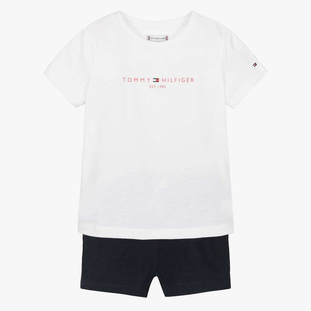 Tommy Hilfiger - Ensemble short bleu en coton fille | Childrensalon