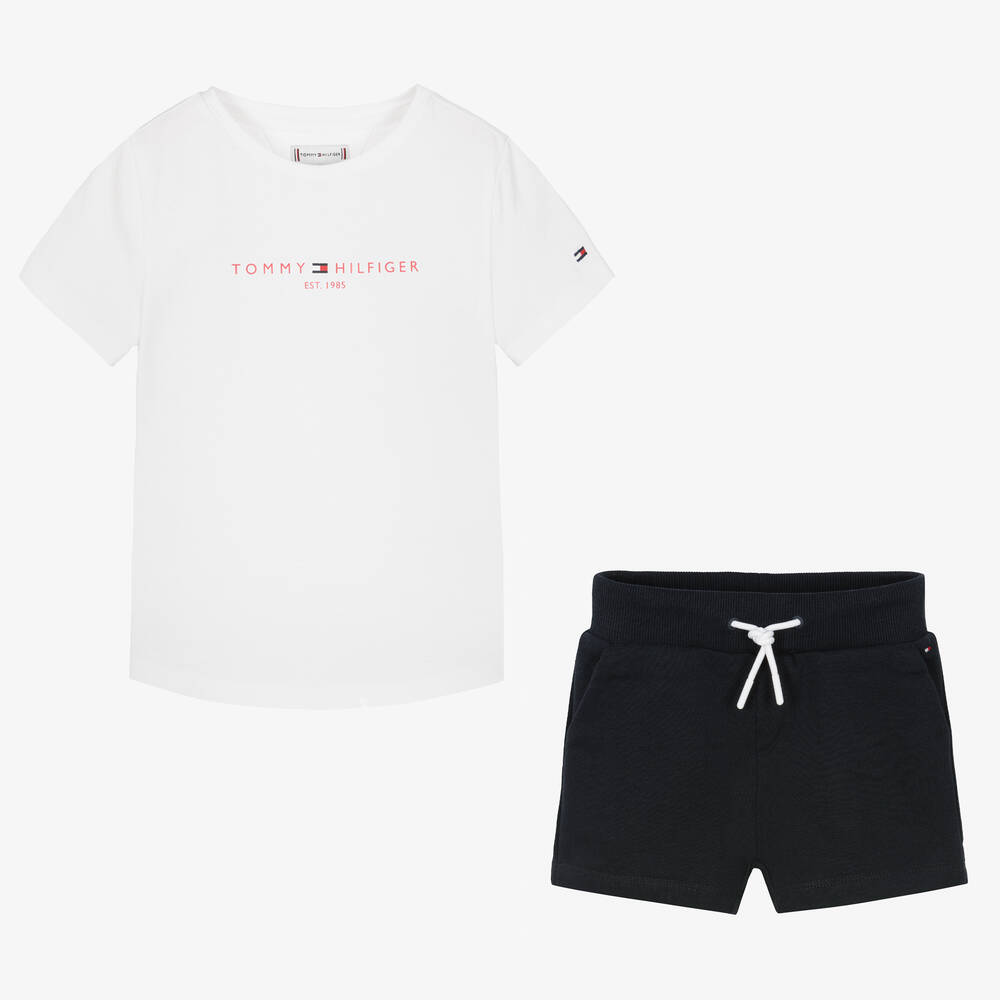 Tommy Hilfiger-طقم شورت قطن لون كحلي للبنات | Childrensalon Outlet