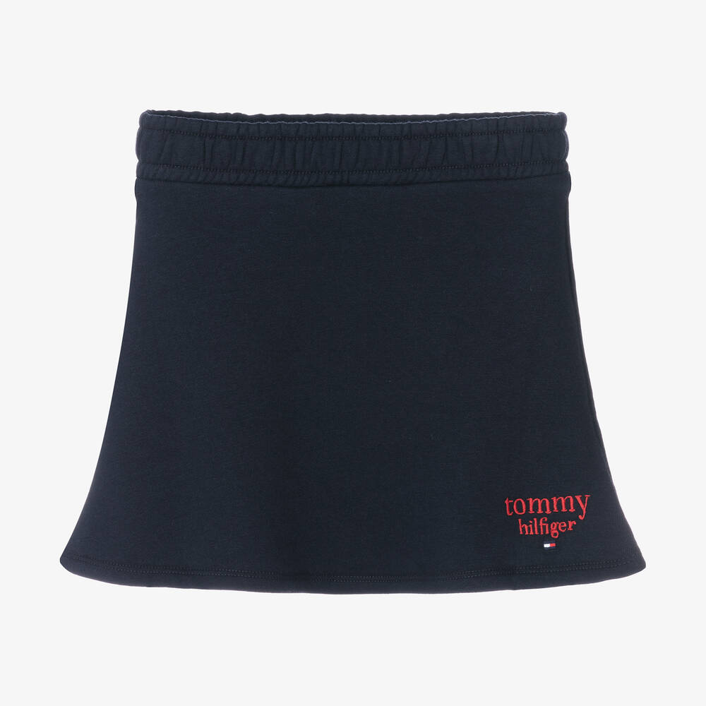 Tommy Hilfiger - Girls Blue Cotton Logo Skirt | Childrensalon