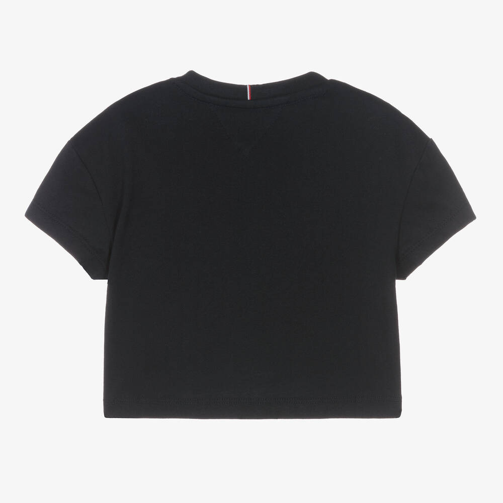 Tommy Hilfiger-Girls Blue Cotton Logo T-Shirt | Childrensalon Outlet