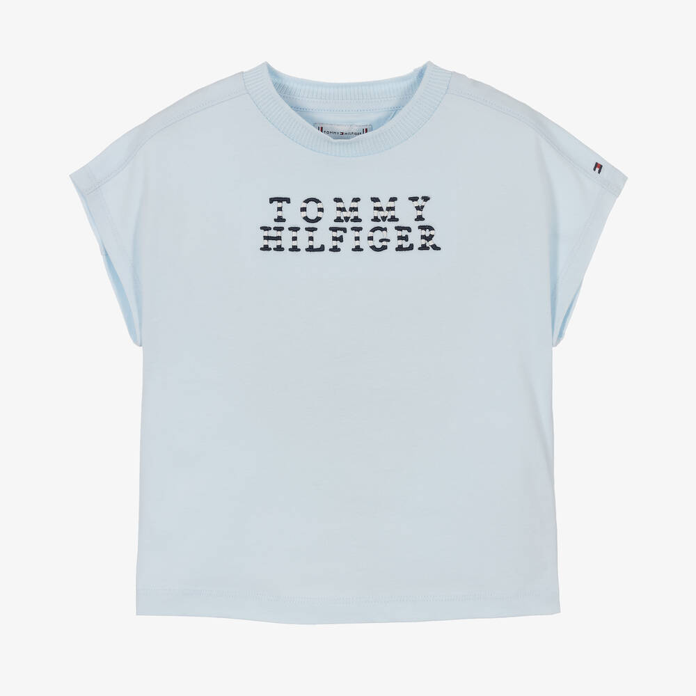 Tommy Hilfiger - Blaues Baumwoll-T-Shirt für Mädchen | Childrensalon