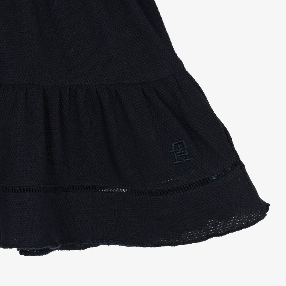 Tommy Hilfiger-Girls Blue Cotton Monogram Logo Dress | Childrensalon Outlet