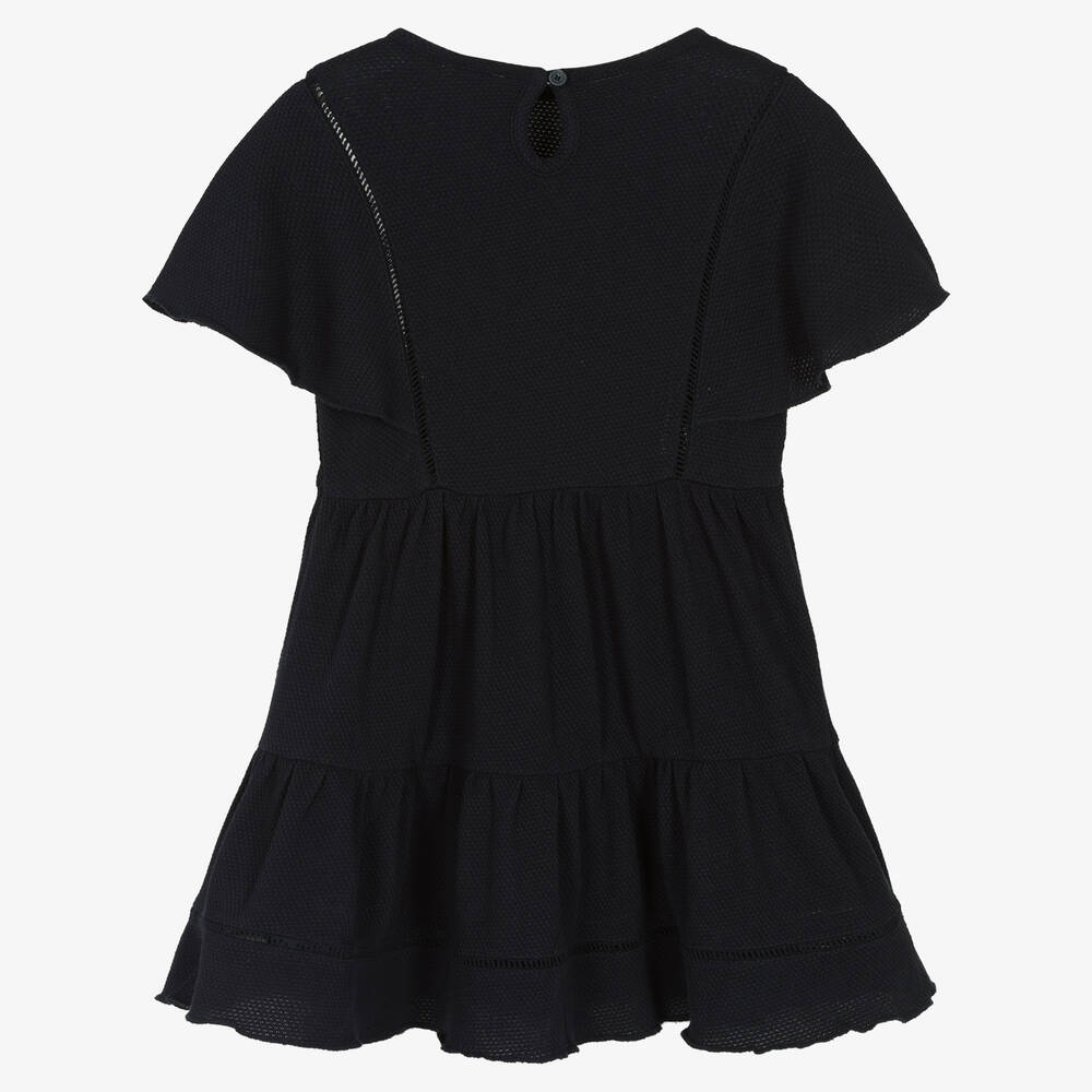 Tommy Hilfiger-Girls Blue Cotton Monogram Logo Dress | Childrensalon Outlet