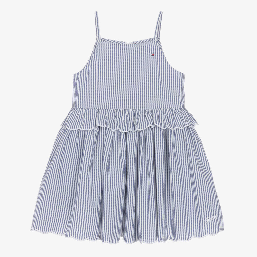 Tommy Hilfiger-Платье с воланами из синего хлопка для девочек | Childrensalon Outlet