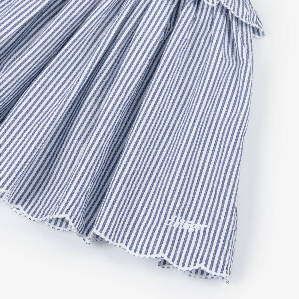 Tommy Hilfiger-Girls Blue Cotton Ruffle Dress | Childrensalon Outlet