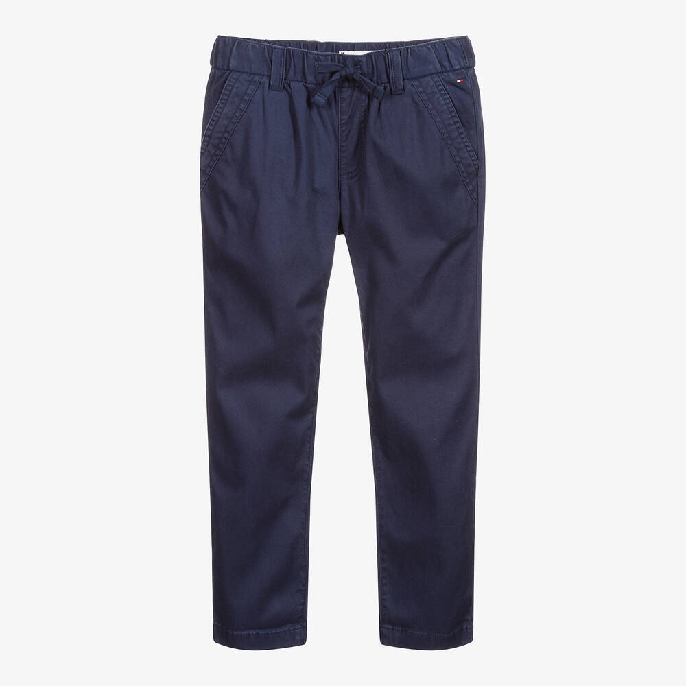 Tommy Hilfiger - Girls Blue Cotton Trousers | Childrensalon