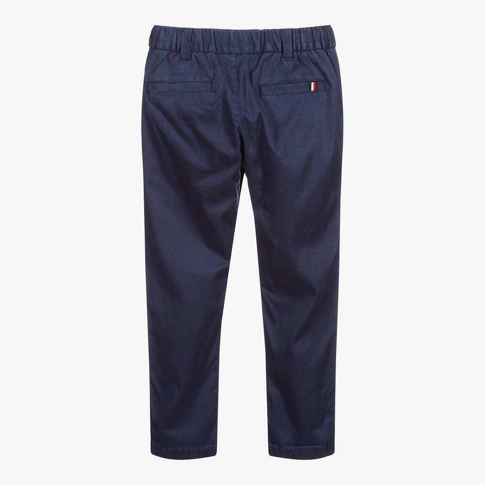Tommy Hilfiger-Girls Blue Cotton Trousers | Childrensalon Outlet