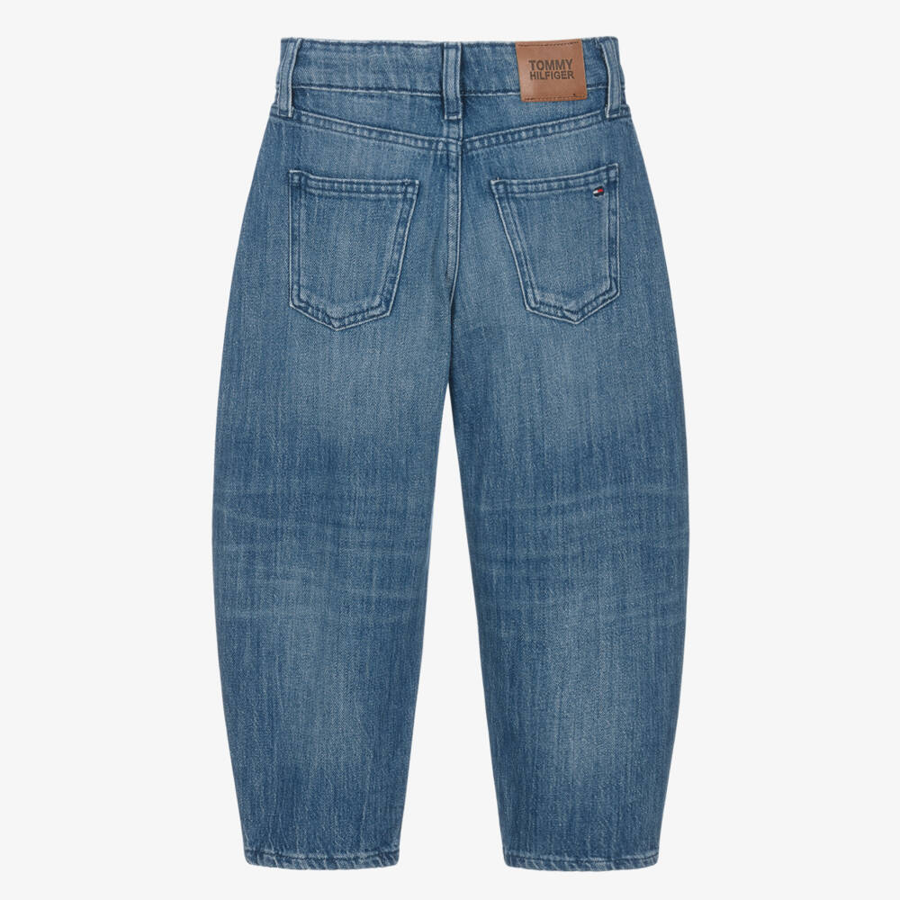 Tommy Hilfiger-Girls Blue Denim Barrel Jeans | Childrensalon Outlet