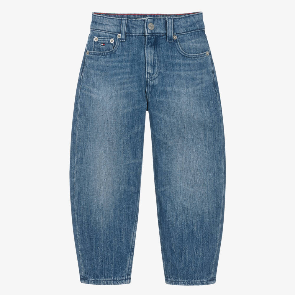 Tommy Hilfiger-Girls Blue Denim Barrel Jeans | Childrensalon Outlet