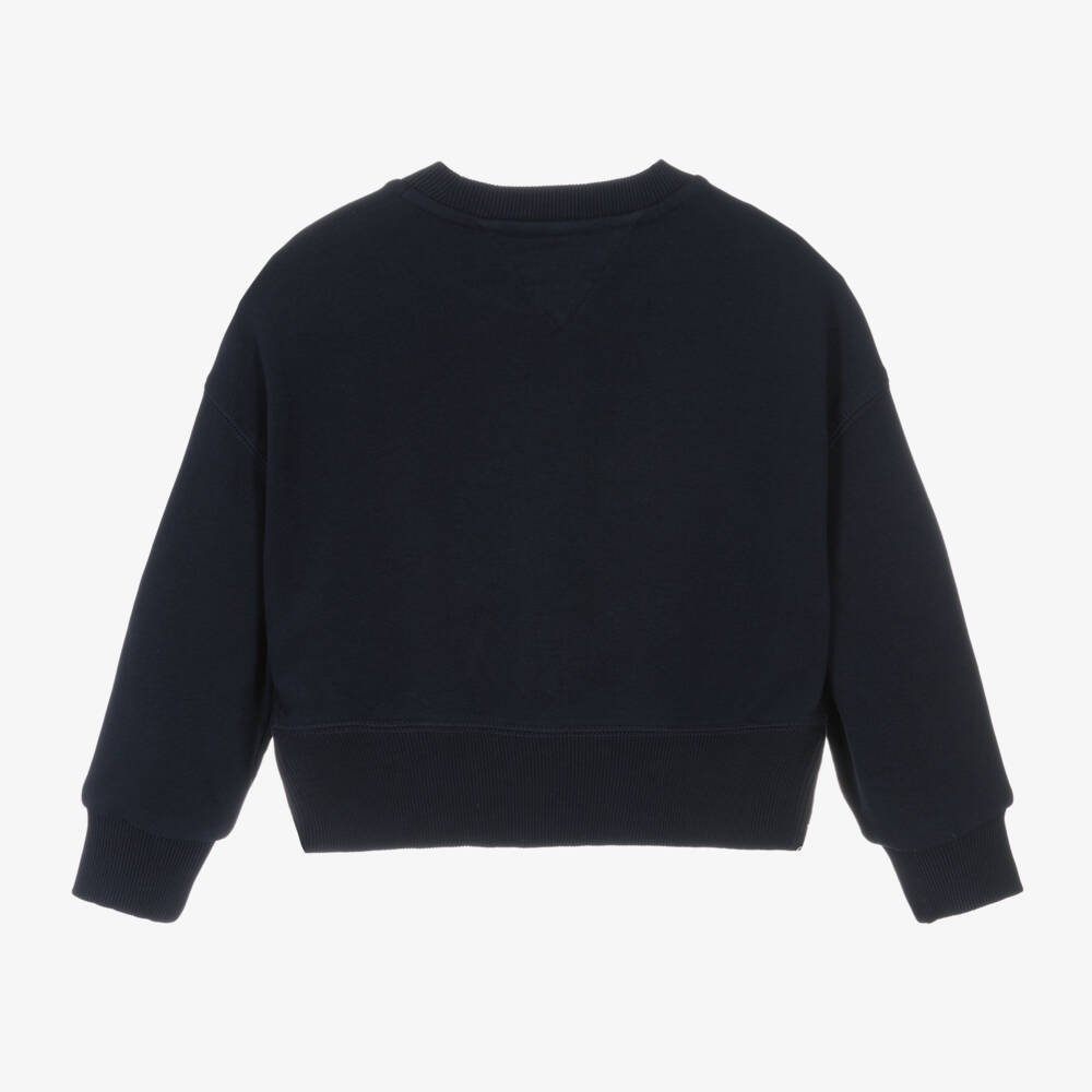 Tommy Hilfiger-Girls Blue Embroidered Cotton Jumper | Childrensalon Outlet