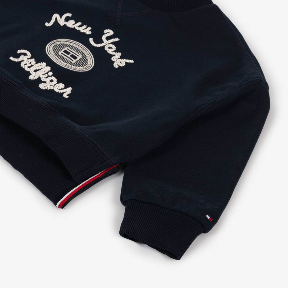 Tommy Hilfiger-Girls Blue Embroidered Cotton Jumper | Childrensalon Outlet